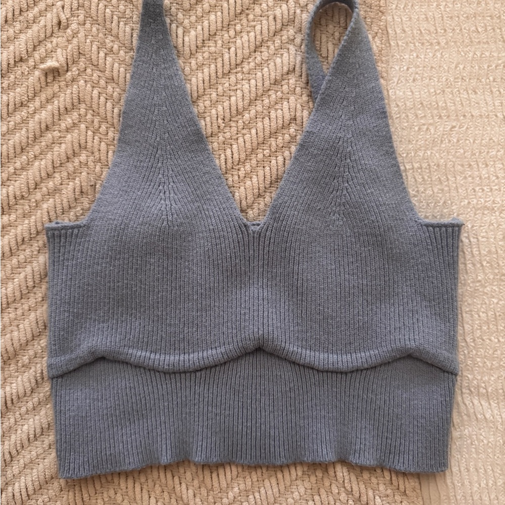 Light Blue Knit Crop Top